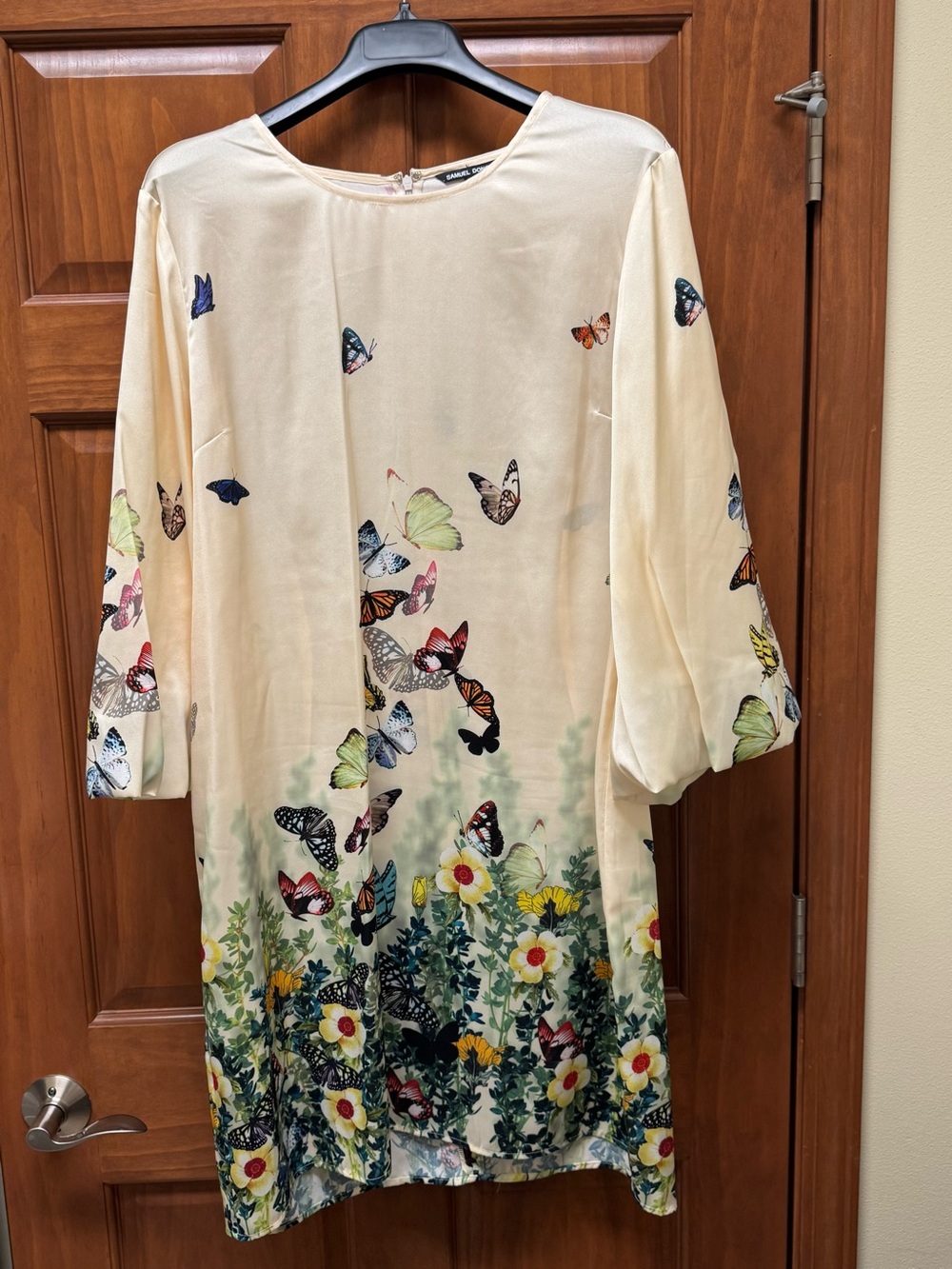 Samuel Dong Butterfly & Floral Cream Tunic Dress